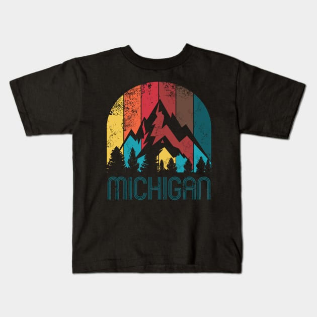 Retro Michigan Design for Men Women and Kids Kids T-Shirt by HopeandHobby